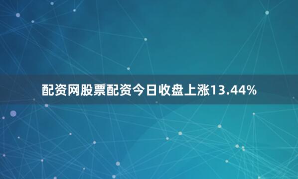 配资网股票配资今日收盘上涨13.44%